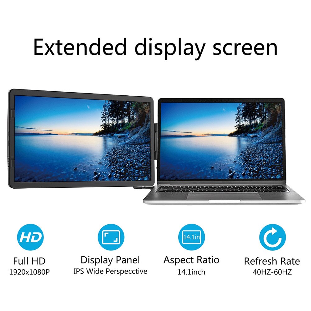 [&14.1 &EM1411 Ʈ ȭ Extender ޴  Ʈ FHD 1920X1080 IPS Ʈ Ȯ ȭ ̴ Ʈ PC ȭ&]
